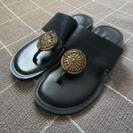 Patricia Nash  Leather Thong Flat Sandals Signature Compass Photo 1