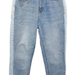 Pac Sun Mom Jeans Womens 25 Two Tone Colorblock Raw Hem Fringe Skater Y2K Grunge Photo 0