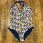 NWT Boden Como String Halter Top Floral paisley azure tiger one piece swimsuit Blue Size 16 Photo 1