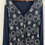 Women's Chico’s 2XL Navy Blue with White & Black Embroidery Long Sleeve Sweater Size undefined Photo 0