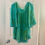 Sacred Threads  Green Gold Crinkle Rayon Top OS Photo 3