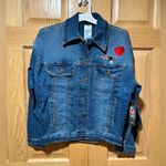 NFL  Apparel XS New England Patriots Juniors Denim Jean Jacket embroidered NWT Photo 0