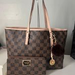 Michael Kors Checkered Tote Bag And Matching Wallet Photo 0