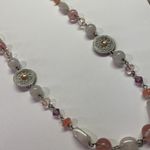 CHAPS  Pink Bead Beaded Silver Tone /  Necklace 34 Inch Length Photo 3