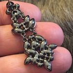 Chandelier black smoky stone chrome drop earrings Photo 4