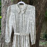Liz Claiborne Vintage Paisley Geometric Shirt Dress Belt Photo 5