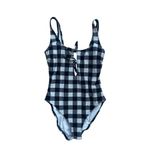 Kate Spade Black White Gingham Plaid Bow One Piece Bathing Swimsuit Size M Photo 2