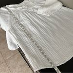 BeachLunchLounge  100% cotton white gauzy summer beach tunic top, long sleeve,M/L Photo 9