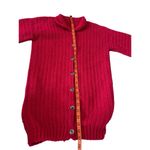 Handmade Crochet Knit Button Front Cardigan Sweater Hot Pink Heavyweight Winter Photo 9