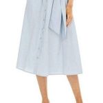 ASTR  Skirt Shayla Button Down Midi Tie Bow Waist Light Blue Chambray ALine Small Photo 0