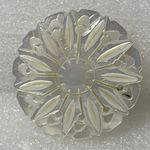 Vintage Flower Carved Mother Of Pearl Brooch Multi Photo 0