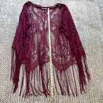 Emerette Burgundy / Wine Colored Lace Short Sleeved Kimono Size Small Photo 8