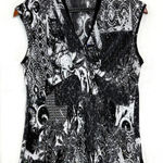 Vintage Brittany Black M Pleat Abstract Top Y2K Glam Glitter Paisley Sequin Club Size M Photo 0