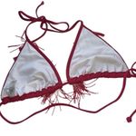 Victoria's Secret NWOT Victoria’s Secret Red Tassel Front Triangles String Bikini Top Size Large Photo 1