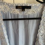 Maje  Light Blue Dress with White Lace Detail Embroidered Satin Photo 7