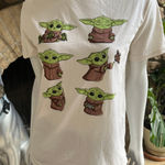 Star Wars  Cream Grogu Short Sleeve Shirt Women's Size Medium Photo 0