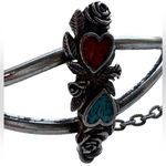 Vintage Native American Southwestern Inlaid Hearts Slave Bracelet/Ring Silver Photo 4