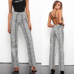 I am gia I.AM.GIA Shiraz Snake Print Pants Black White High Waisted Belted Womens Size XS Photo 1