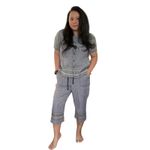 Coppagallo Linen Blend Outfit Set Embellished‎ Details Capris Medium Blouse Gray Photo 1
