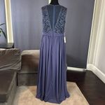 Women’s Blue Full Length Sleeveless Chiffon Bridesmaid Dress Zip Up Size 16 NEW Photo 4