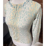 Classiques Entier  Cashmere & Silk Cardigan Sz XSP cream leopard knit beaded NWOT Photo 1