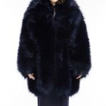 Max Mara  Sportmax Women's Raid Oversized Faux Fur Coat in Ultramarine. Size L Photo 0