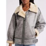 BDG NWOT  Stevie Women's Gray Faux Leather Longline Aviator Jacket Photo 7