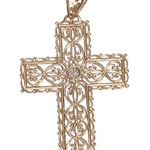 10K Yellow Gold and White Gold Cross Filigree Pendant ONLY Photo 1