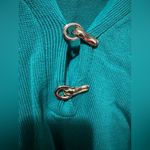 Charter Club  green V-neck sweater with a gold-tone toggle closure. Photo 2