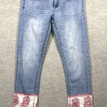 Pilcro & The Letterpress Hyphen Jeans Size 25 Paisley Fringe Trim Red Photo 0