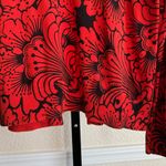Talbots Red Black Cardigan Sweater Large Fall Floral Cotton Rayon Stretch Chic Photo 6