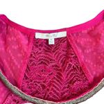 Miss Me Y2K VTG. PINK LACE CROCHET SHEER BEADED TOP BLOUSE MEDIUM Photo 7