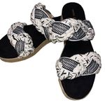 Violet & Red Women’s Woven Wedge Slip On Sandals Size 7M NWOT Black Off White Photo 0