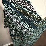 Susan Graver Dress Maxi Slinky Stretch Travel Buttons Geometric Dots Black Green Photo 4