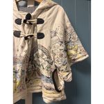 Hooded Cape Toggle Button Poncho Novelty Print Relaxed Fit Cozy reversible M Size M Photo 3