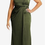 Dessy Collection 3111 One Shoulder Satin Gown Olive Green 22W Photo 0