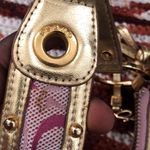 RARE Vintage Y2K Pink gold Guess mini shoulder hand bag purse baguette studded grommets zipper fringe tassels fairycore subversive streetwear goth grunge Photo 6