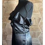 EXPRESS Strapless Dress Size 6 Black Shiny Ruffle Sweetheart Neckline Photo 2