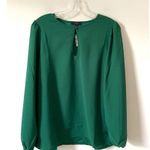 J.Crew Keyhole Long Sleeve Blouse Green Size XXS Petite NEW Photo 1