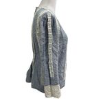 Sundance  Embroidered Crochet Lace Boho Feminine Top Blouse Blue White size Small Photo 3