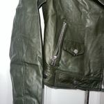 Slate + Willow Olive Leather Moto Jacket Size Medium $695 Photo 3