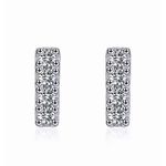 Boutique Sparkling Diamond Bar Stud Earrings | 14k White Gold over Sterling Silver Photo 4