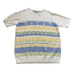 TanJay VTG Womens Medium Short Sleeve Elastic Waistband Daisy Flowers Grannycore Photo 1