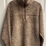 Zenana Outfitters Boutique Sherpa Quarter Zip Pullover In Tan/Brown Size Large Photo 0