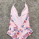 ONIA  Pink and Blue Palm Print One Piece Swimsuit Photo 9
