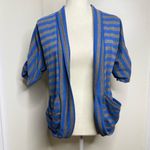Wet Seal Vintage Y2K  Open Front Striped Blazer Jacket Size Medium Blue Gray Photo 0