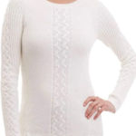 Nautica  Womens Single Cable Knit Tunic Off White Sweater Size Medium EUC Photo 0