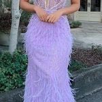 Jovani  03023 beaded gown with feather detail‎ NWT Photo 0