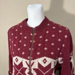 Woolrich  Womens Red Nordic Reindeer Wool Blend Cardigan Sweater Sz M Holiday EUC Photo 4
