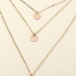 Disc Pendant Casual Layered Necklace Gold Photo 1